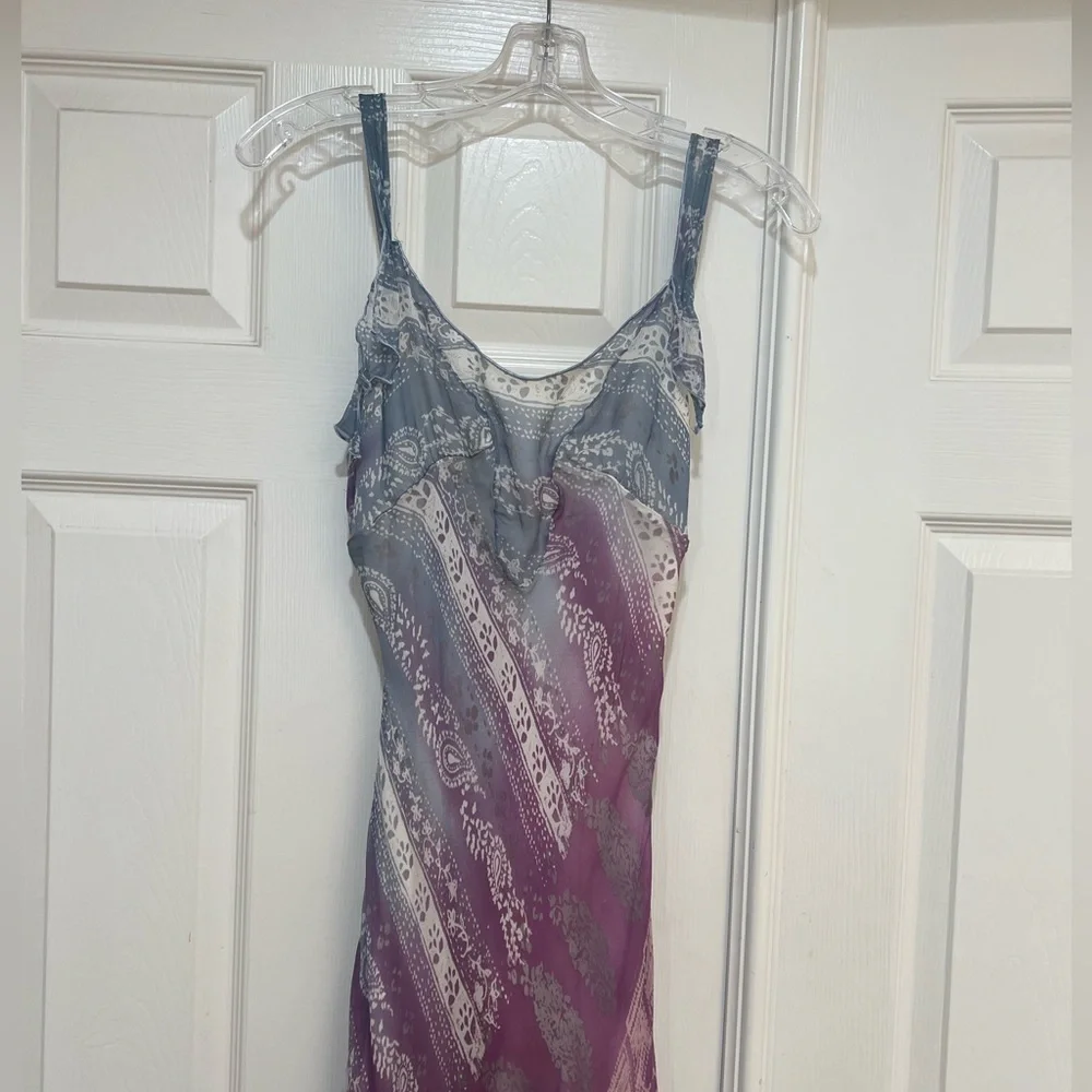 RANGOON SILK HANDKERCHIEF MULTI PRINT Resort floral midi guest Dress small - Picture 10 of 16
